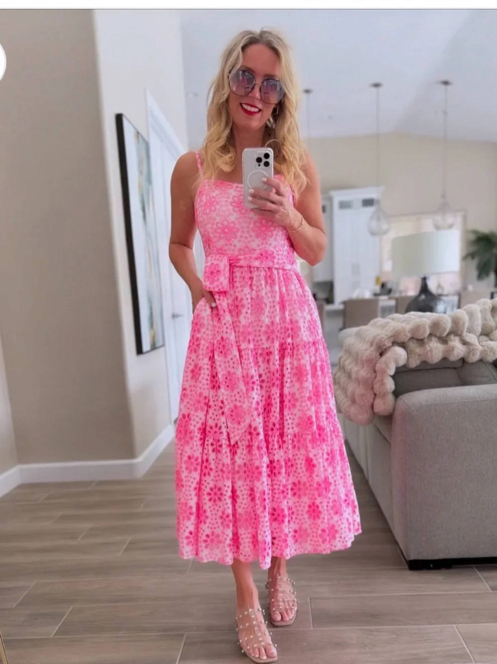 NWT Lilly Pulitzer Funflower Eyelet Pink Floral Tiered Sundress 16 - Picture 8 of 16